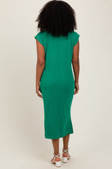 Green Basic Dolman Sleeve Midi Dress