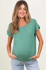 Light Olive Key Hole Back Detail Maternity Top