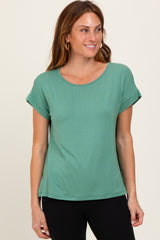 Light Olive Key Hole Back Detail Maternity Top
