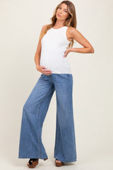 Blue Super Baggy Wide Leg Maternity Jeans