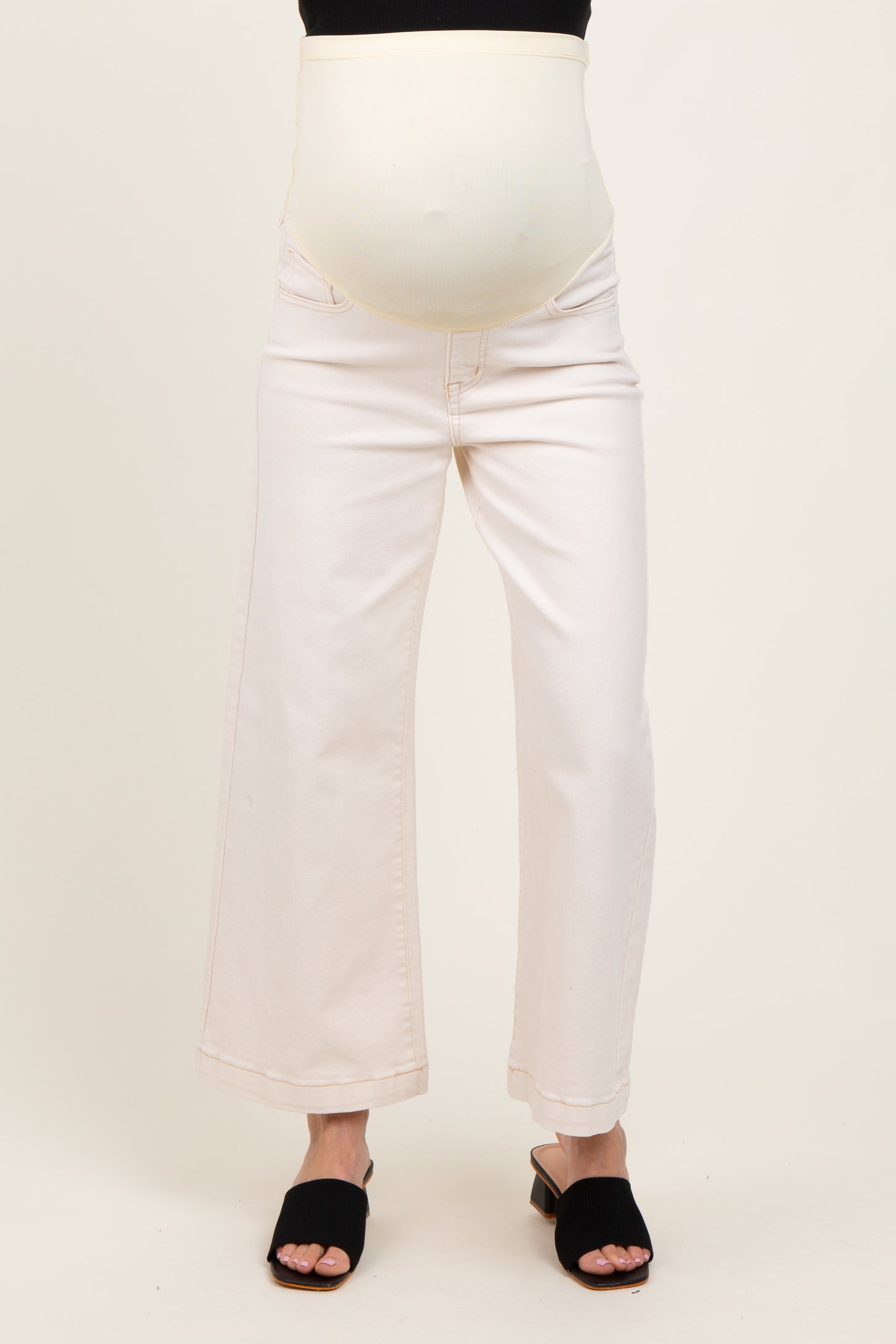 Ivory Ankle Wide Leg Maternity Jeans