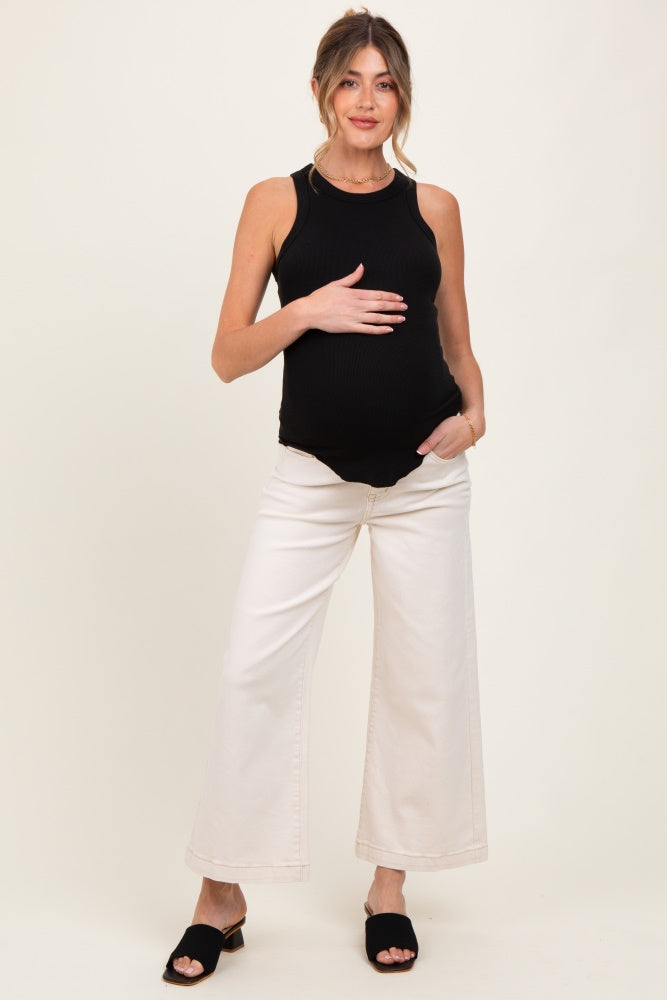Ivory Ankle Wide Leg Maternity Jeans