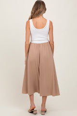 Ivory Ribbed Top Contrast Sleeveless Maternity Midi Dress