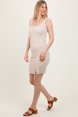 Cream Sleeveless Textured Maternity Bodycon Dress
