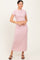 Light Pink Ribbed Knit Crop Tee Maxi Skirt Set