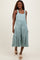 Light Olive Dot Stripe Tiered Midi Dress