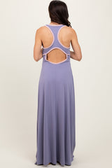 Lavender Solid Open Back Sleeveless Maxi Dress