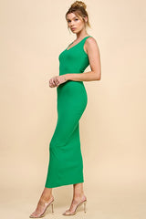 Green V-Neck Tank Maxi Dress