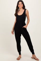 Black Scoop Neck Sleeveless Jogger Jumpsuit