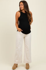 Ivory Front Seam Wide Leg Maternity Jeans