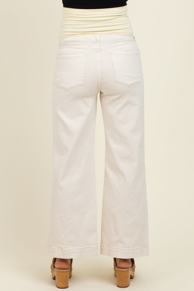 Ivory Front Seam Wide Leg Maternity Jeans