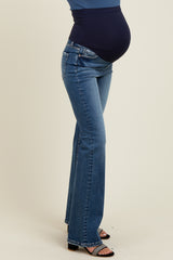 Blue Lightly Distressed Maternity Straight Leg Jeans