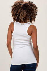 Ivory Ribbed Scoop Neck Maternity Racerback Tank Top