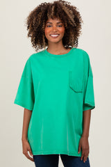 Green Faded Wash Maternity Short Sleeve Top