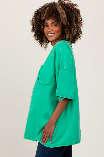 Green Faded Wash Maternity Short Sleeve Top