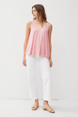 Light Pink Ribbed V-Neck Flowy Maternity Tank