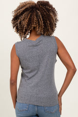 Heather Grey Basic Crew Neck Maternity Tank