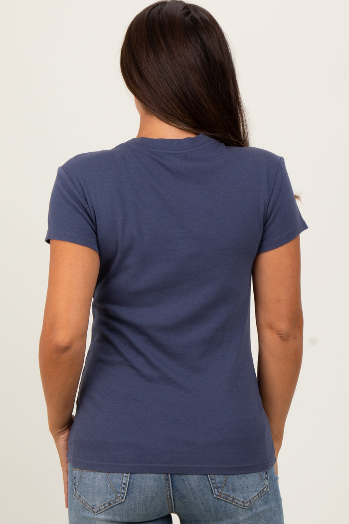 Navy Classic Crewneck Maternity T-Shirt