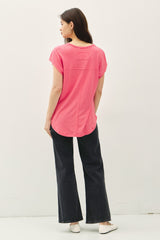 Fuchsia V-Neck Top