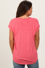 Fuchsia V-Neck Maternity Top