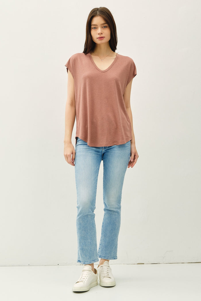 Brown V-Neck Top