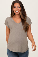 Olive V-Neck Maternity Top