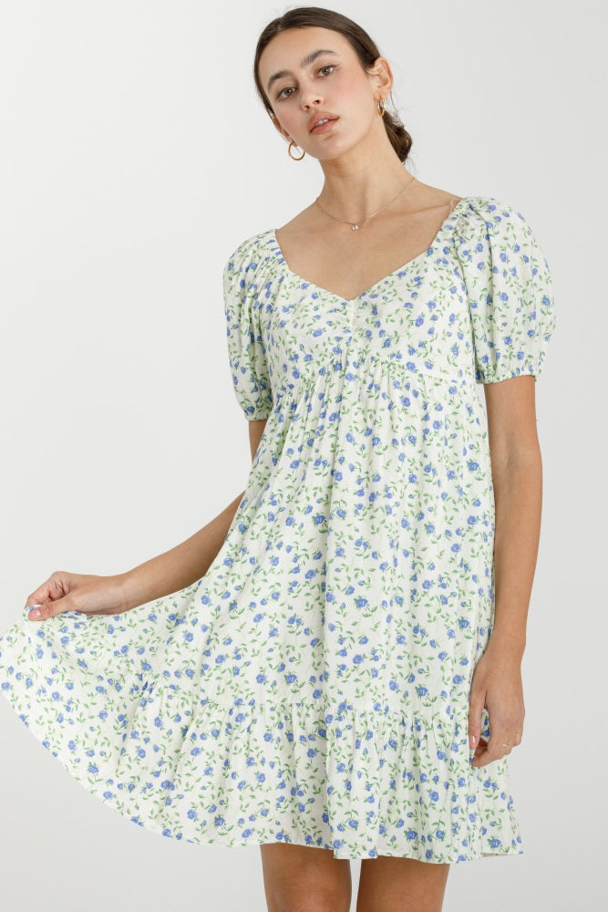 Lavender Floral Babydoll Maternity Mini Dress