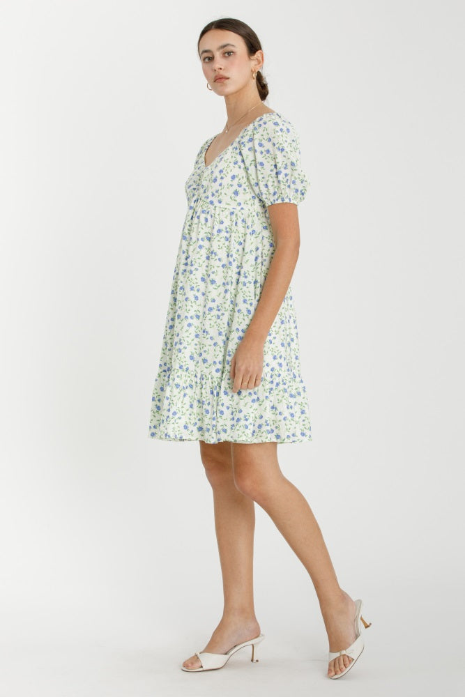 Lavender Floral Babydoll Mini Dress