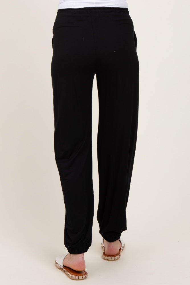 Black Drawstring Maternity Jogger Pants
