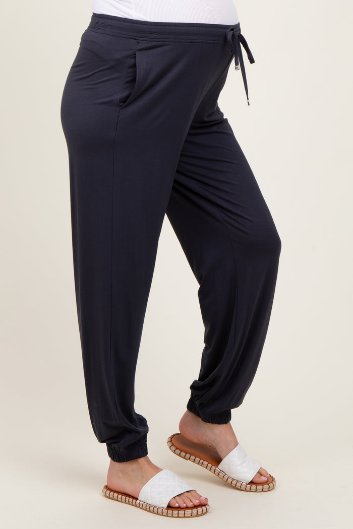 Charcoal Drawstring Maternity Jogger Pants