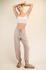 Beige Drawstring Jogger Pants