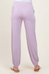 Lavender Drawstring Maternity Jogger Pants
