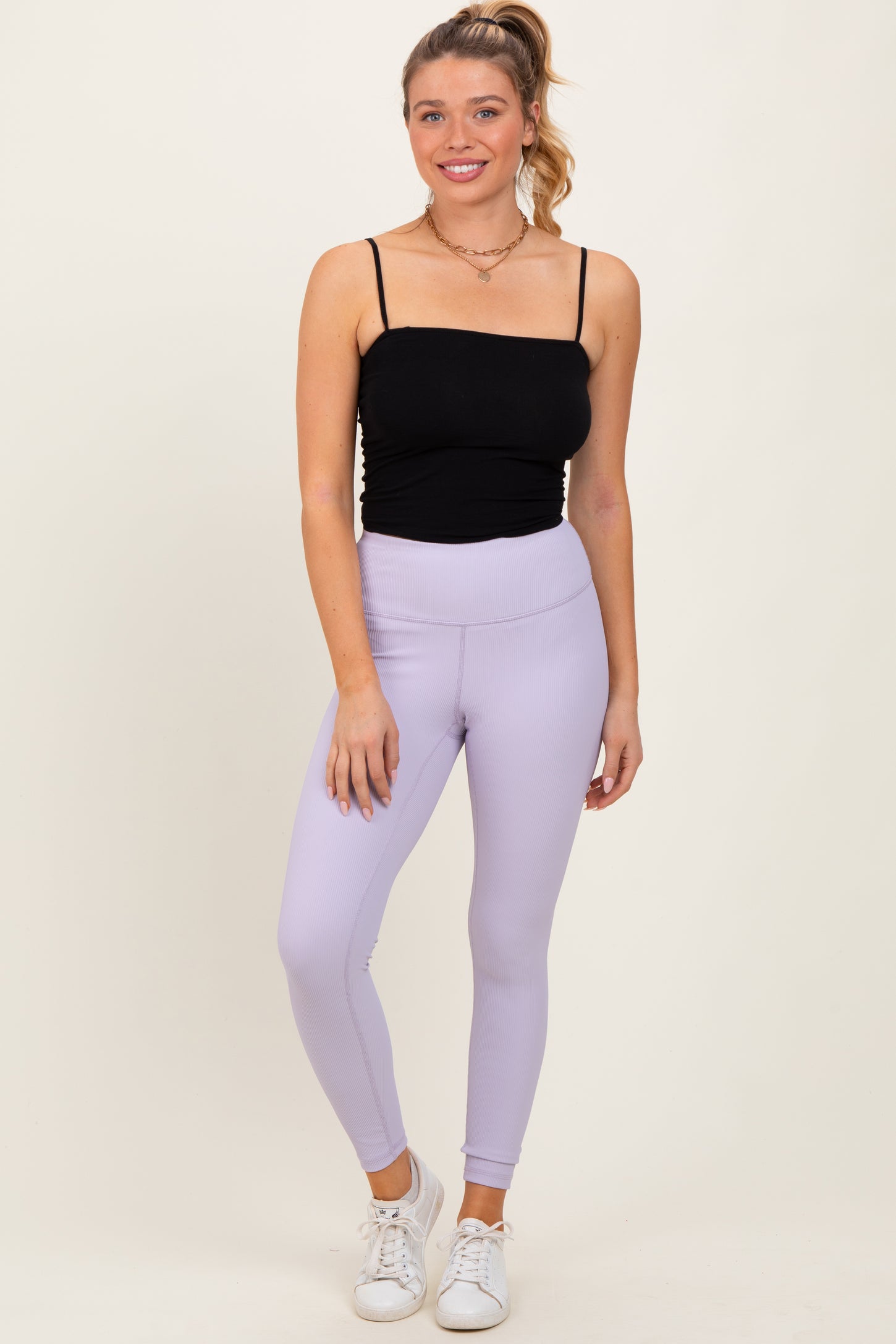 Lavender Ribbed Maternity Leggings