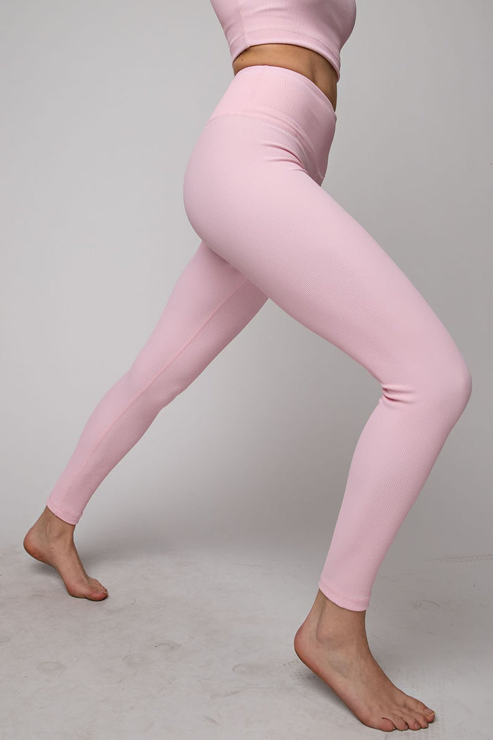 Pink Ribbed Leggings
