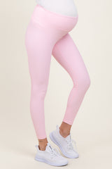 Pink Ribbed Maternity Leggings
