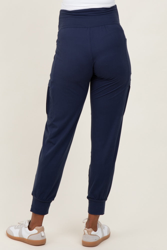 Navy Cargo Pocket Maternity Jogger Pants