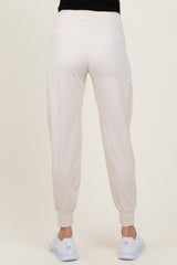 Cream Cargo Pocket Maternity Jogger Pants