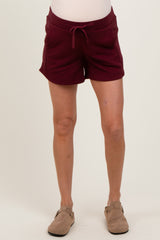 Burgundy Terry Maternity Shorts