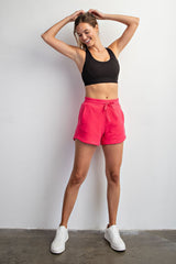 Fuchsia Terry Maternity Shorts