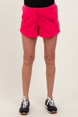 Fuchsia Terry Maternity Shorts