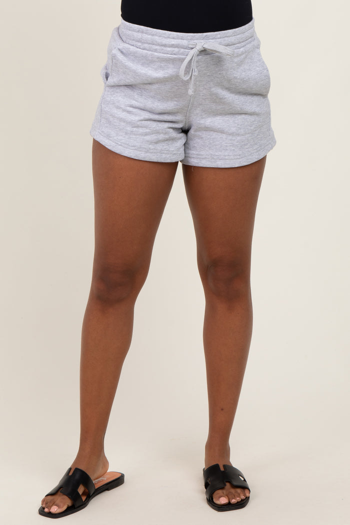 Heather Grey Terry Maternity Shorts