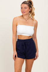 Navy Blue Terry Maternity Shorts