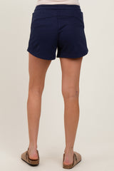 Navy Blue Terry Maternity Shorts