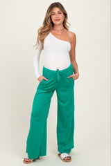 Green Drawstring Wide Leg Maternity Lounge Pant