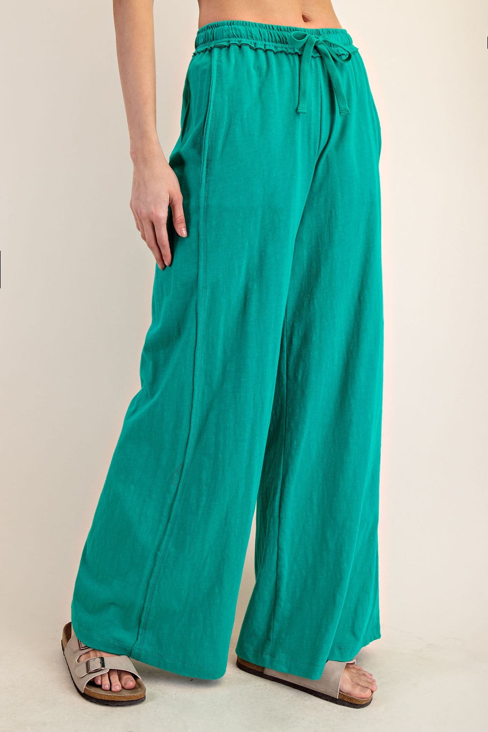 Green Drawstring Wide Leg Lounge Pant