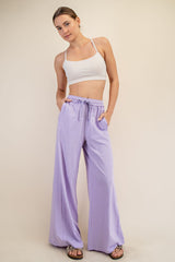 Lavender Drawstring Wide Leg Lounge Pant