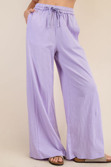 Lavender Drawstring Wide Leg Lounge Pant