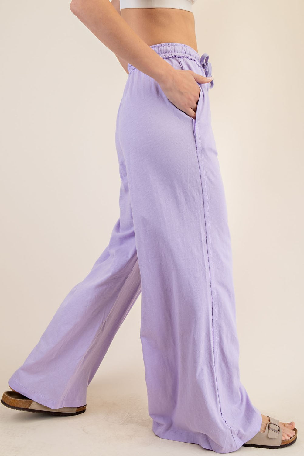 Lavender Drawstring Wide Leg Lounge Pant