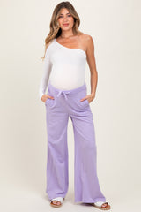 Lavender Drawstring Wide Leg Maternity Lounge Pant
