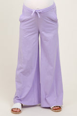 Lavender Drawstring Wide Leg Maternity Lounge Pant
